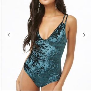 *NEW*Forever 21 Crushed Velvet crossback bodysuit
